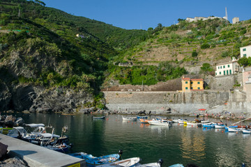 Fototapeta na wymiar The harbor from Vernazza, Cinque Terre, La Spezia, Italy