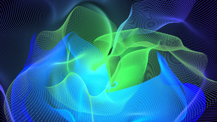 Twist leaks Multicolored Light Abstract Background. Fantastic colored fractal lines bend on black.