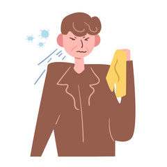 Sick, flu, cold, infection, germs, sneezes, aerobic Vector. Cartoon. Isolated art on white background. Flat