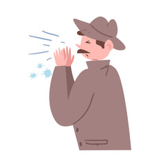 Sick, flu, cold, infection, germs, sneezes, aerobic Vector. Cartoon. Isolated art on white background. Flat