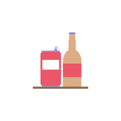 Isolated beer can and bottle flat design