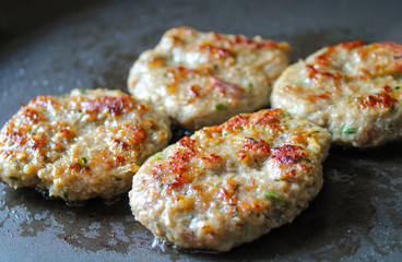 cooking meatballs in the pan