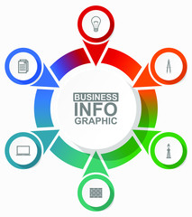 Infographic circular vector template for presentation, diagram, workflow business, technology and industry concept with 6 options