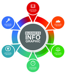 Infographic circular vector template for presentation, diagram, workflow business, technology and industry concept with 6 options