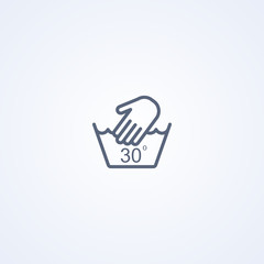 Hand wash at 30 degrees, vector best gray line icon