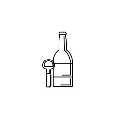 Isolated beer bottle and opener icon line design