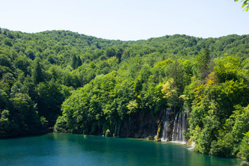 Beautiful lake and view in Plitvice National Park. Croatia. Summer (June).