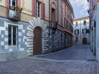 ancient marvelous buildings in the historic center of Como.italy