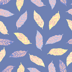 Vector seamless background with colorful illustration of leaves. Can be used for wallpaper, pattern fills, web page, surface textures, textile print, wrapping paper