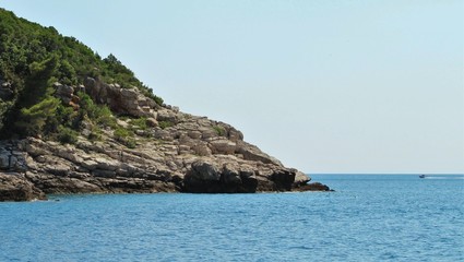 Adriatic Coast, Mediterranean Sea. Rocky coast and clear water of the sea. Croatia. Europe