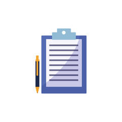 Isolated document and pen flat design