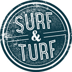 Surf and Turf Vintage Steakhouse Menu Stamp