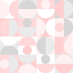 Vector seamless geometric pattern in scandinavian style with circles and semicircles