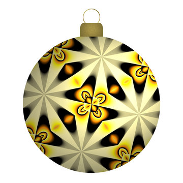 Weihnachtskugel mjt gelben Ornamenten