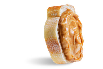 Peanut butter sandwich on a white isolated background