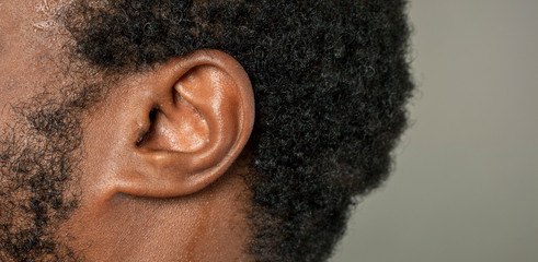 close-up macro shot of human ear