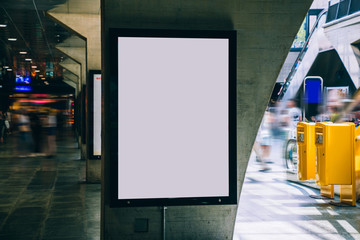 Clear Billboard in public place with blank copy space screen for advertising or promotional poster...