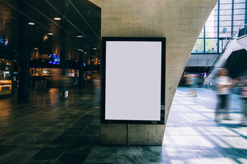 Clear Billboard in public place with blank copy space screen for advertising or promotional poster...