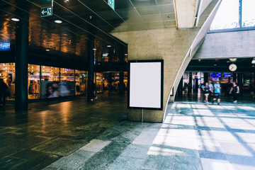 Clear Billboard in public place with blank copy space screen for advertising or promotional poster...