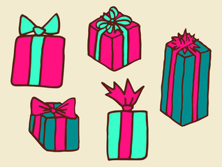 Christmas presents design elements set