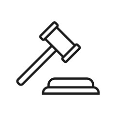 Gavel icon. Judge or Auction Hammer icon. Law symbol, judiciary sign, judge hearing symbol for modern mobile and web concept.