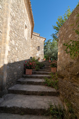 Fototapeta na wymiar maubec medieval ancient stairs village in luberon France