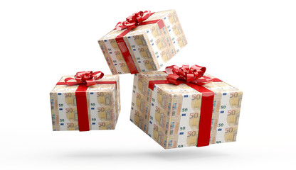 50 euro money wrapped brown packages 3d-illustration