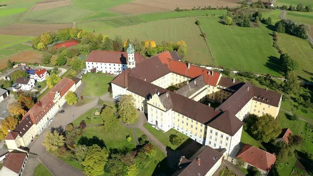 Aeria view , flight at  Monastery Mödingen, Diocese of Augsburg, Bavaria, Germany, Europe