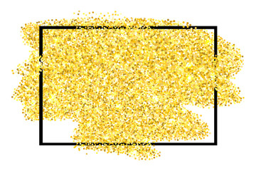 Gold glitter texture border isolated over white background