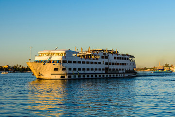 Big cruise ship on a river Nile in Luxor, Egypt