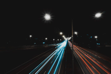 Fototapeta na wymiar Abstract traffic lights during night in Finland