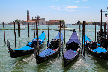 Fototapeta na wymiar Grand Canal in Venice, Italy. Venetian boats, Old Gondolas