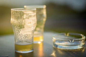 glass of beer on the table
