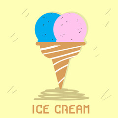 Vintage ice cream cone over a colored background - Vector illustration