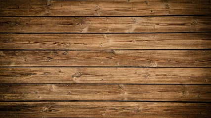 Fotobehang Oude bruine rustieke donkere grunge houten houttextuur - houten banner als achtergrond © Corri Seizinger
