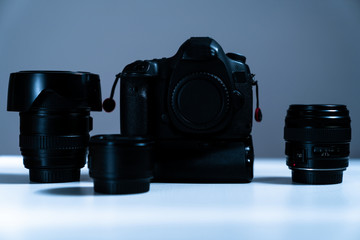 photographer equipment, cameras, lenses