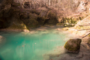 Turquoise water pond in Urederra River, Navarra