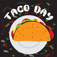 Taco day poster. Traditional mexican celebration- Vector illustration