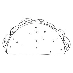 Sketch of a taco. Mexican food - Vector illustration