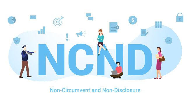 ncnd concept with big word or text and team people with modern flat style - vector