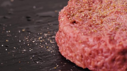 Plant based vegan burger meat, fake vegeterian beef meat close up, fresh impossible veggie food, beyond meat - Powered by Adobe