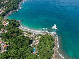 Beautiful aerial view of the magnificent beach in Costa Rica 