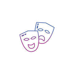 Isolated theatre masks line gradient design