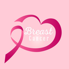 Breast cancer poster with an awareness ribbon - Vector illustration