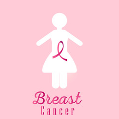 Breast cancer poster with an awareness ribbon - Vector illustration