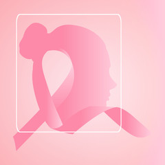 Breast cancer poster with an awareness ribbon - Vector illustration
