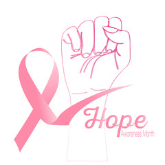 Breast cancer poster with an awareness ribbon - Vector illustration