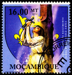 Execution of Joan of Arc on postage stamp