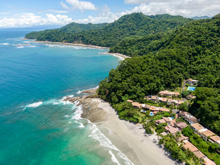 Beautiful aerial view of the magnificent beach in Costa Rica 