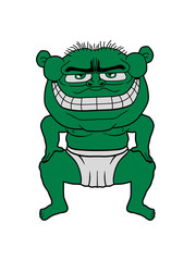 monster oger troll böse sumo ringer übergewicht sumoringer verkleidung kostüm dick fett lustig clipart comic cartoon design japanischer sport ringsport